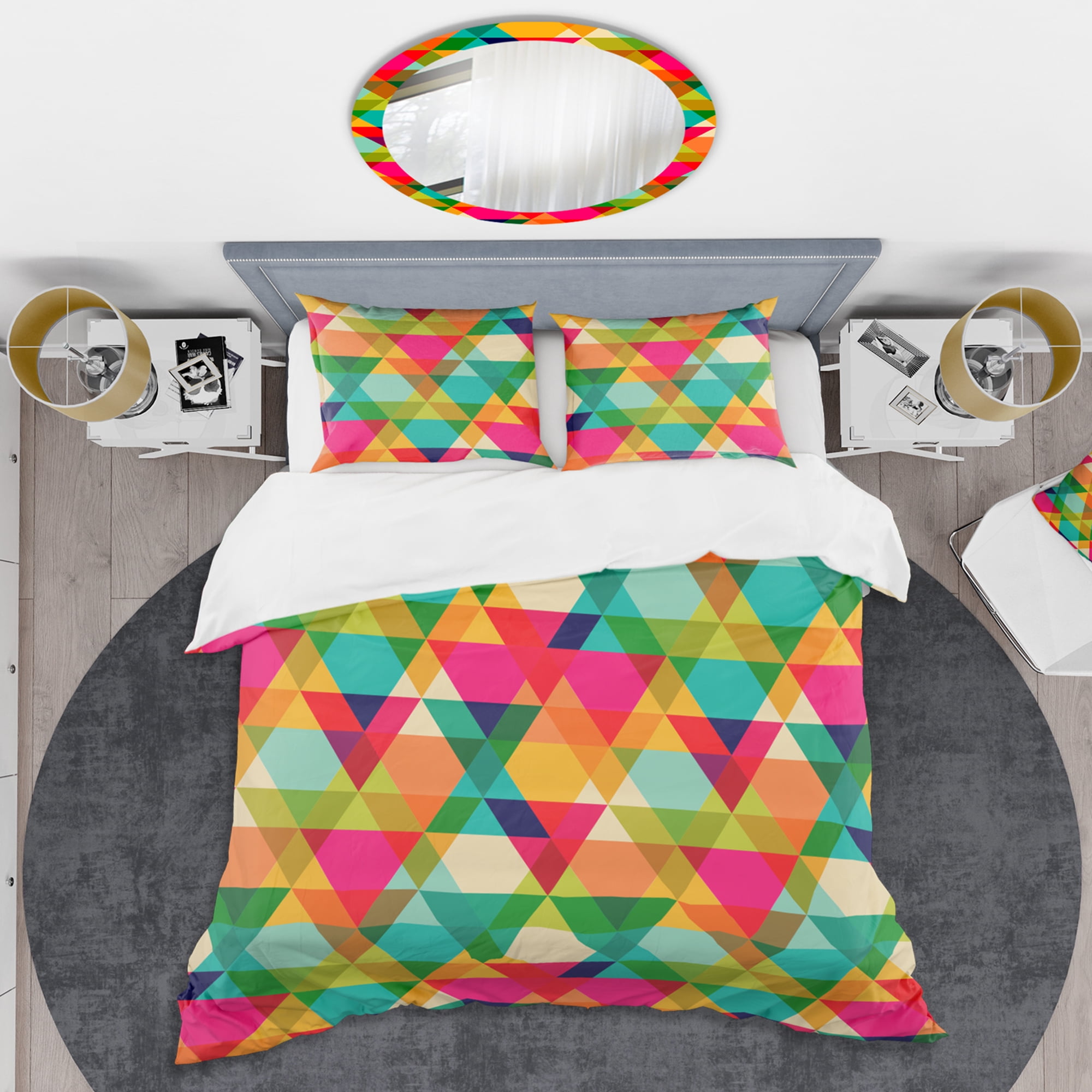 Designart 'Diamond Retro IX' Mid-Century Modern Duvet Cover Set