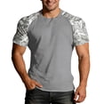 thumbnail image 2 of Mens T-shirts Short Sleeve Crewneck T Shirt with Camo Raglan Sleeves Casual Summer Lightweight Tees for Men Grey XXXXL, 2 of 5