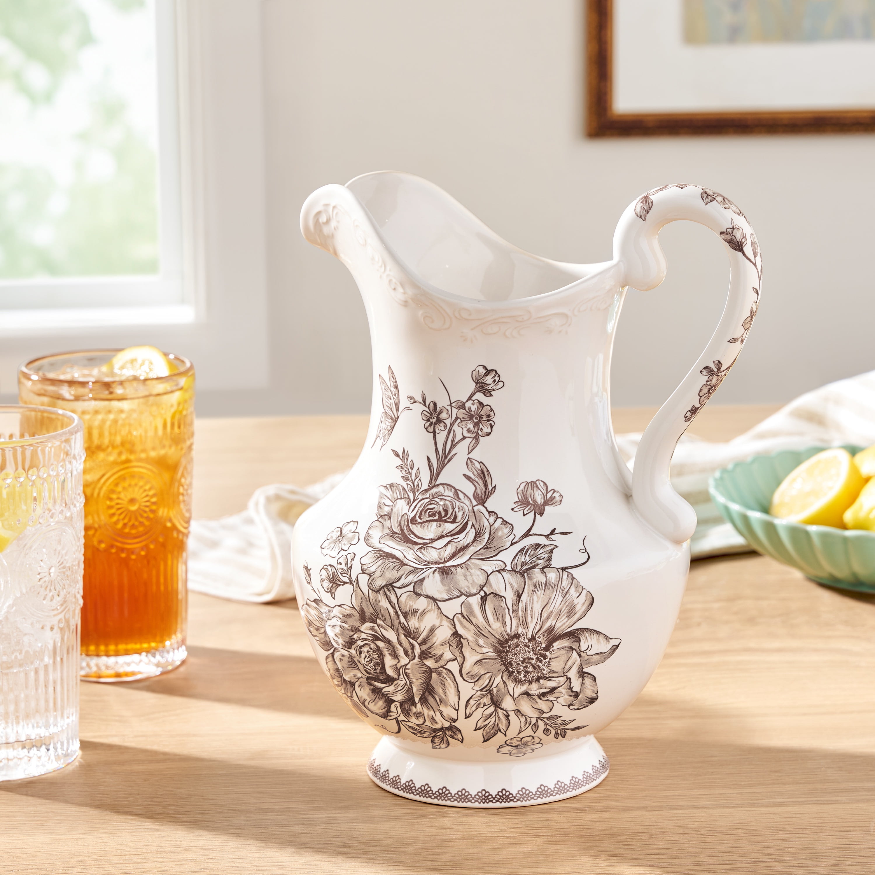 The Pioneer Woman Agatha Stoneware 2-Quart Pitcher, Brown