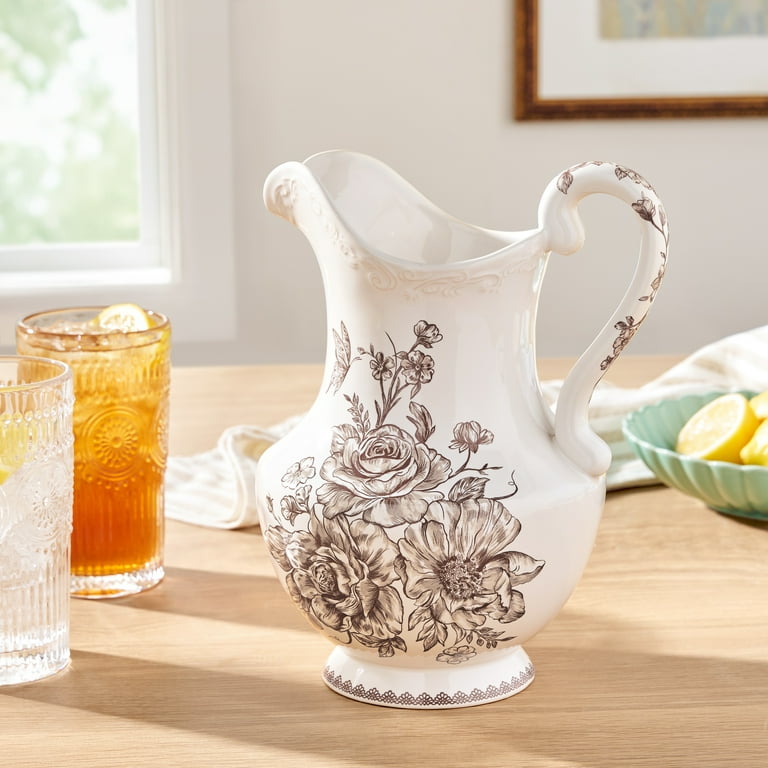 The Pioneer Woman Agatha Stoneware 2-Quart Pitcher, Brown