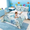 thumbnail image 4 of Manfei Watercolor Underwater Letter X Axolotl Sea Turtle Twin Bedding Sets for Kids Boys and Girls, Nautical Alphabet Print Bedding Comforter Set, Stars Reversible 7 Pieces, 4 of 6