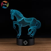 3D Optical Illusion Night Light - 7 LED Color Changing Lamp - Horse