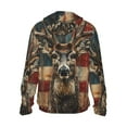 thumbnail image 3 of Uemuo American Flag Deer Art Pattern Women's Full Zip UPF 50+ Sun Protection Hoodie Jacket Long Sleeve Sun Shirt Hiking Outdoor Performance with Pockets-Small, 3 of 9