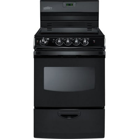 Black Self Cleaning Range - Summit Appliance Summit 24'' Free-standing Smooth-Top Electric Range