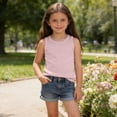 thumbnail image 5 of Favoffer Toddler Kids Basic Layering Tank Top Cute Slim Fit Sleeveless Singlet Solid Color Skin-friendly Flexible Top for Home Playing Indoor Rest Daily Layering Outdoor Walking 3-13Y, 5 of 8