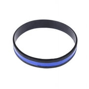 Yaoping Thin Blue Line Wristband Black Silicone Bracelet Unisex Adult Sport Style Fashio