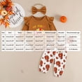 thumbnail image 3 of YDFCWXW Outfits Baby Girl My First Thanksgiving Romper+Polka Dot Pant+Headband Baby Girl Clothes Set (Coffee, 0-3 Months), 3 of 5
