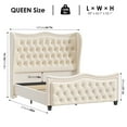 thumbnail image 4 of Homfa Queen Size Bed Frame, Modern Velvet Tufted Wingback Bed, Platform Bed with 55"H Upholstered Headboard, Off-White, 4 of 10