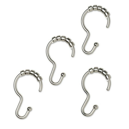Aluminum Shower Curtain Hooks In Brushed Nickel Titan Neverrust Hang Curtains And Liner A Simple Secure Way