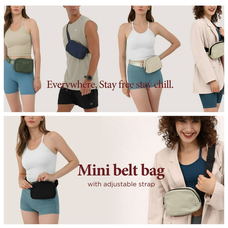 Entchin Small Fanny Pack Mini Bum 4 zipper pocket adjustable Belt Bag
