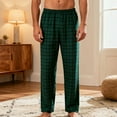 thumbnail image 4 of Xuniizn Mens Pajama Pants, Lightweight Plaid Print Elastic Waistband Drawstring Casual Home Pajamas, Breathable Soft Comfy Sleep Pants, 4 of 7
