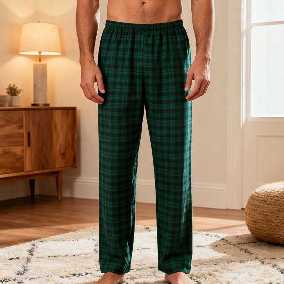 Purcolt Mens Plaid Pajama Pants - Straight Leg Lounge Pants Elastic Waist Loose Sleepwear Pajamas Bottoms Soft Loungewear with Pockets