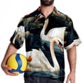 thumbnail image 4 of Swan Men's Hawaiian Shirt, Button Down Poplin Short Sleeve Casual Summer Beach Printed Unisex Shirts, 4 of 6