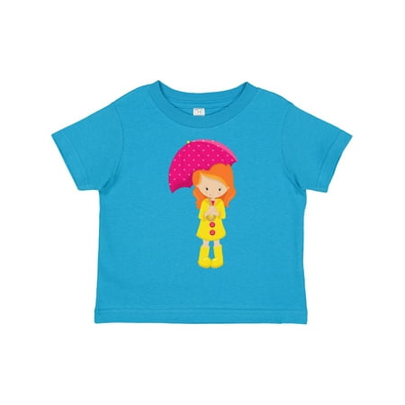 

Inktastic Girl in Raincoat Girl with Umbrella Orange Hair Gift Toddler Toddler Girl T-Shirt