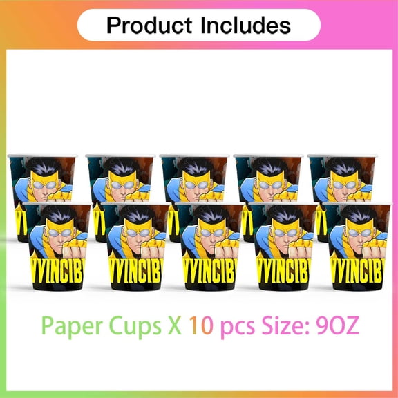 Invincible Party Supplies Decor Cups Fans Decorations Honeycomb Centerpieces Cake Toppers