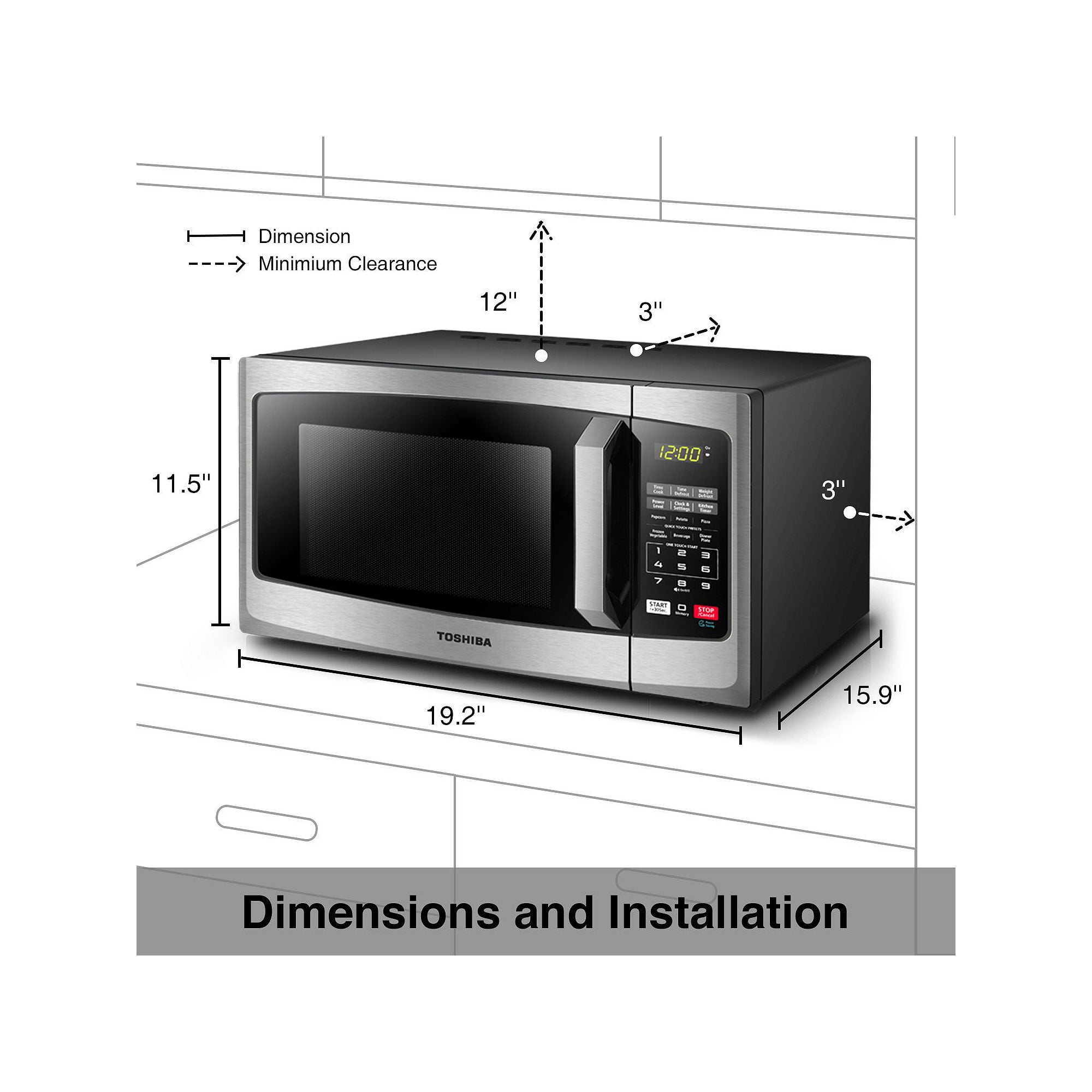 Toshiba 0.9 Cu. ft. Microwave, Stainless Steel, EM925A5A-CHSS