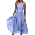 thumbnail image 2 of Lenago Robes d'Été Grande Taille pour Femmes Robes d'Été Aguichant Sans Manches Col Rond Dentelle Chiffon Taille en Maille Robes de Soirée Plage en Liquidation, 2 of 6