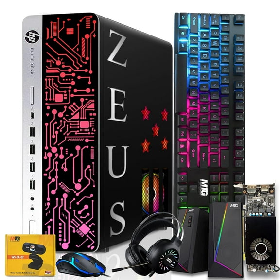 Restored HP G3 Desktop PC,Intel i5 6th Gen,RX 550,16GB RAM,256GB SSD + 2TB HDD,RGB Keyboard Mouse,Speaker,Headphone,Webcam,Windows 11 Pro