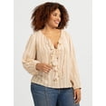thumbnail image 3 of Jessica Simpson Women's Plus Hilaria Cotton Ruffle Top with Long Sleeves, Sizes 0X-4X, 3 of 7