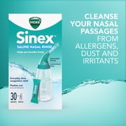 Vicks Sinex Saline Nasal Rinse + Packets, Nasal Decongestant for Sinus Relief, 30 Count