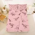 thumbnail image 4 of Feelyou Blush Pink Dinosaur Line Art Full Size Sheets for Girls Kids Kids, Prehistoric Animal Bed Sheets, 4pcs, 4 of 5