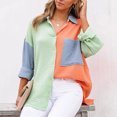 thumbnail image 2 of Blusa de mujer a juego de colores Camisa ligera con hombros caídos de moda para fiesta de trabajo Naranja Verde S, 2 of 6