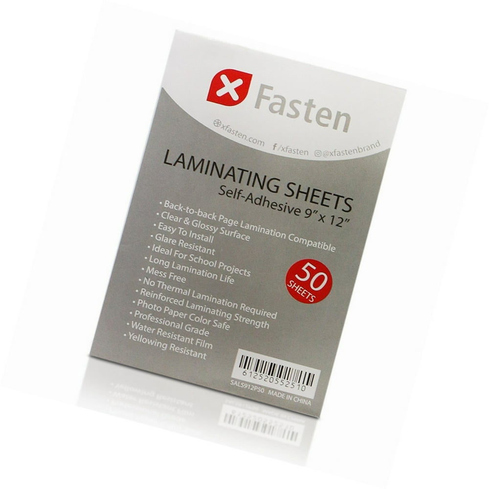 XFasten SelfAdhesive Laminating Sheets, 9 x 12 Inches (50Pack