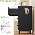 thumbnail image 6 of FANRAL Rattan Large Nightstand,27.6"H Wood Tall Night Stand,Wide Modern 3 Drawers,Boho Bedside Table Narrow Side Table for Bedroom Living Room,Black Night Stand, 6 of 7