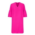 thumbnail image 5 of Diufon Women's Summer Casual Dresses V Neck Layer 3/4 Length Sleeve Dress Solid Color Dress, 5 of 5