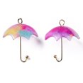 thumbnail image 3 of 20pcs Printed Acrylic Pendants with Golden Plated Brass Findings 3D Umbrella with Flower Pattern Colorful 22~24x18x18mm Hole: 1.2~1.8mm, 3 of 4