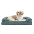 thumbnail image 1 of Furhaven Cama ortopédica para perros medianos y pequeños con refuerzos extraíbles y funda lavable, para perros de hasta 35 libras - Sofá de felpa y gamuza - Piscina profunda, mediana, 1 of 3