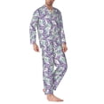thumbnail image 2 of Salouo Lavender Flowers Print Button-Front Long Sleeve Pajama Set for Men, Soft 2Pjs Men's Long Sleeve Sleepwear-Large, 2 of 7