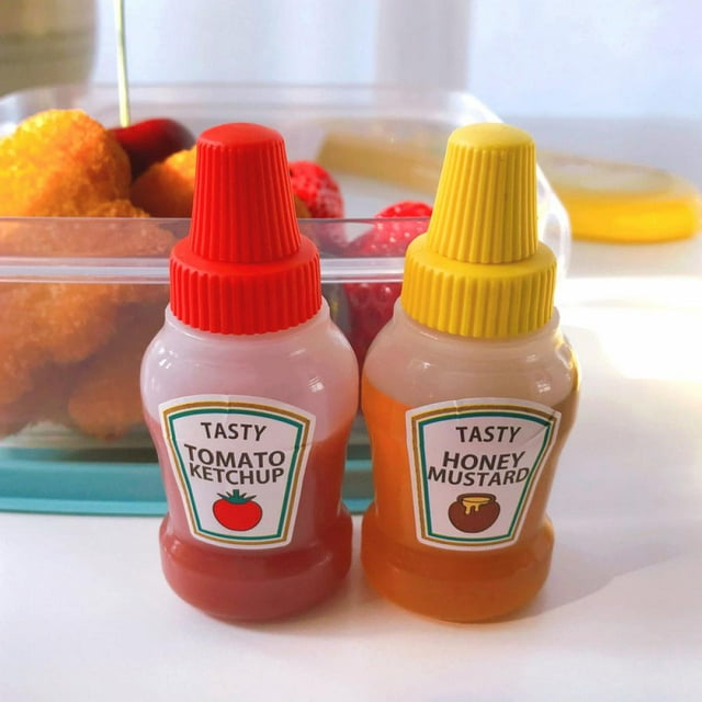 25ml Mini Condiment Squeeze Bottle Honey Squeezable Jar 6 Pack Ketchup/Sauce Containers Plastic Portable Lunch Box Dressing Dispensers to Go with Screw Cap