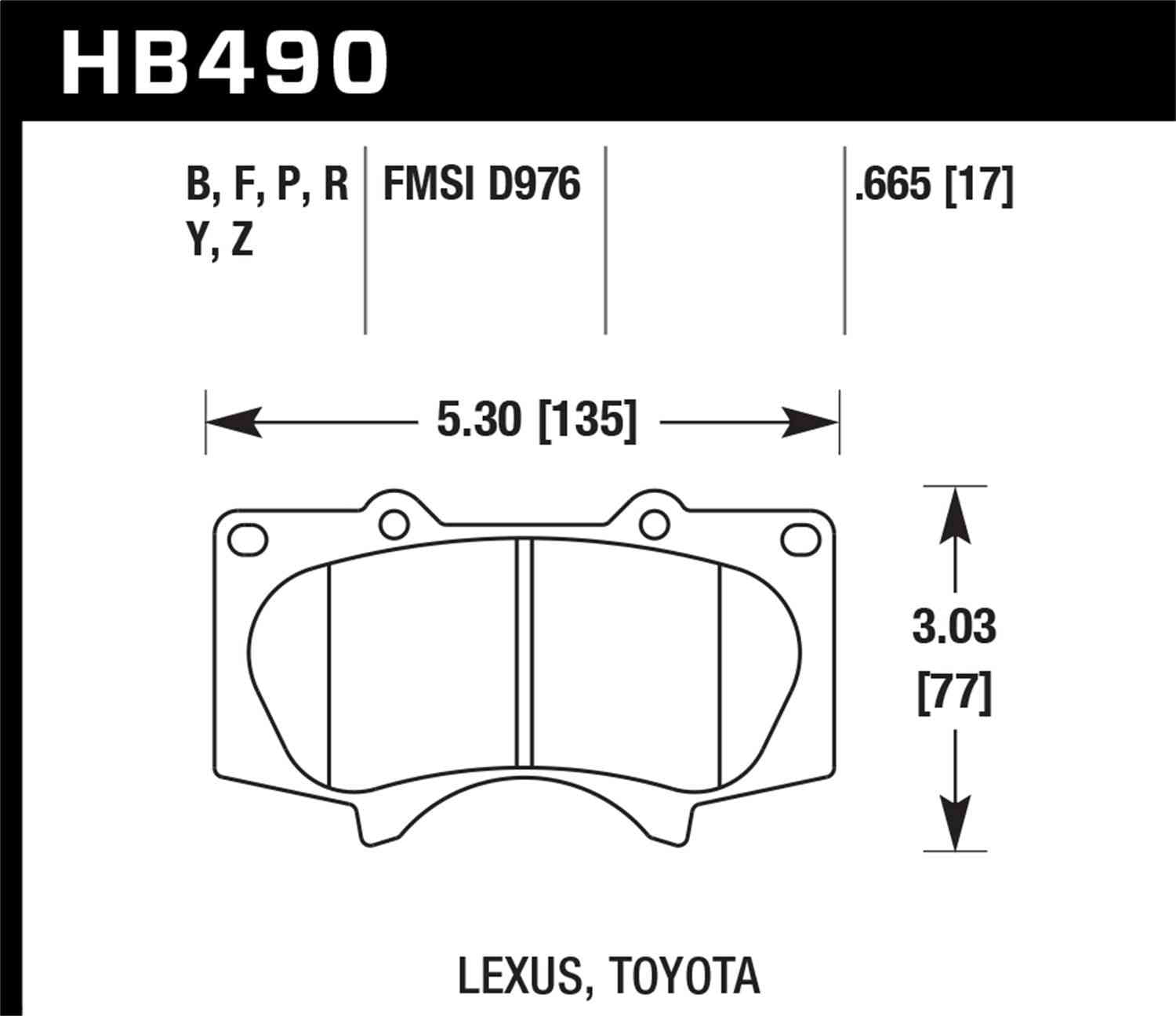Hawk Performance Ceramic Street Brake Pads Fits select: 2016,2018-2019 TOYOTA TACOMA