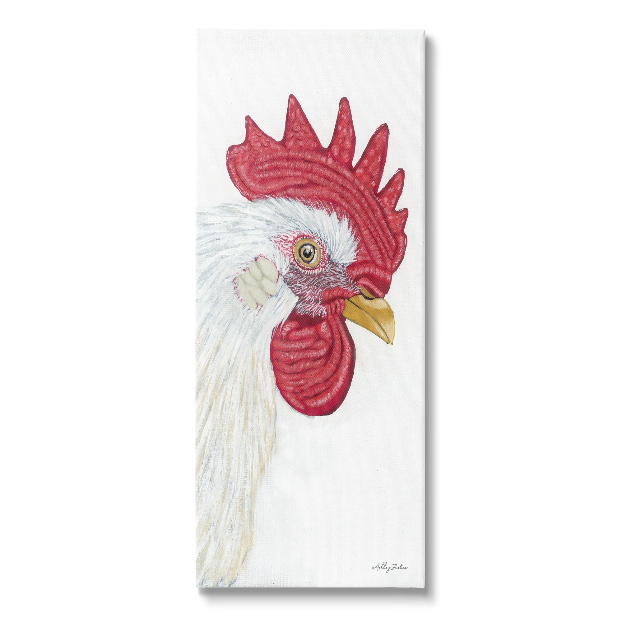 Stupell Industries Casual Chicken Rooster Farm Animal Wildlife Portrait Graphic Art Gallery Wrapped Canvas Print Wall Art, Design by Ashley Justice