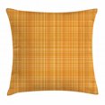 thumbnail image 1 of Orange Throw Pillow Cushion Cover, Striped Fiber Texture Image Abstract Thin Lines Complex Grid in Vintage Design Print, Decorative Square Accent Pillow Case, 16 X 16 Inches, Orange, by Ambesonne, 1 of 2