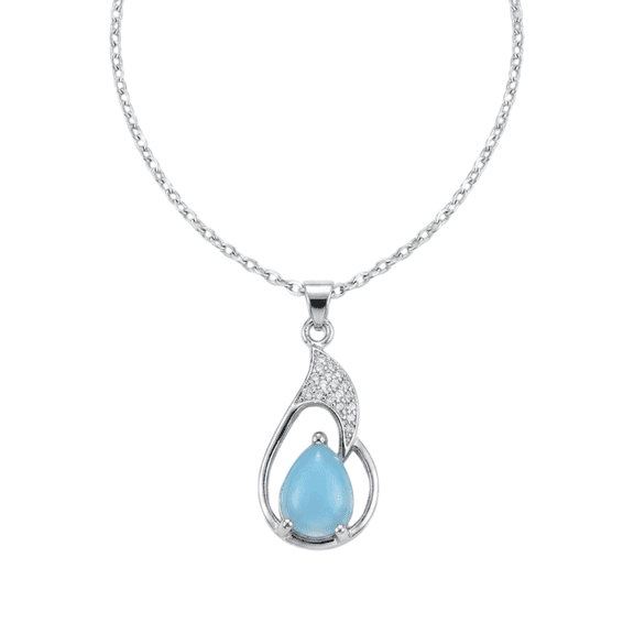 Blue Teardrop Pendant Necklace for Women with Crystal S Elegant Fashion Jewelry Necklace Gift for Party Wedding and Daily Wear
