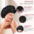 thumbnail image 3 of Gorro de Dormir de Satén, Gorro de Dormir de Seda Suave, Adecuado para Cabello Rizado, Liso, Largo y Corto, Transpirable, Diadema Ancha Ajustable, Negro + Rosa, 3 of 4