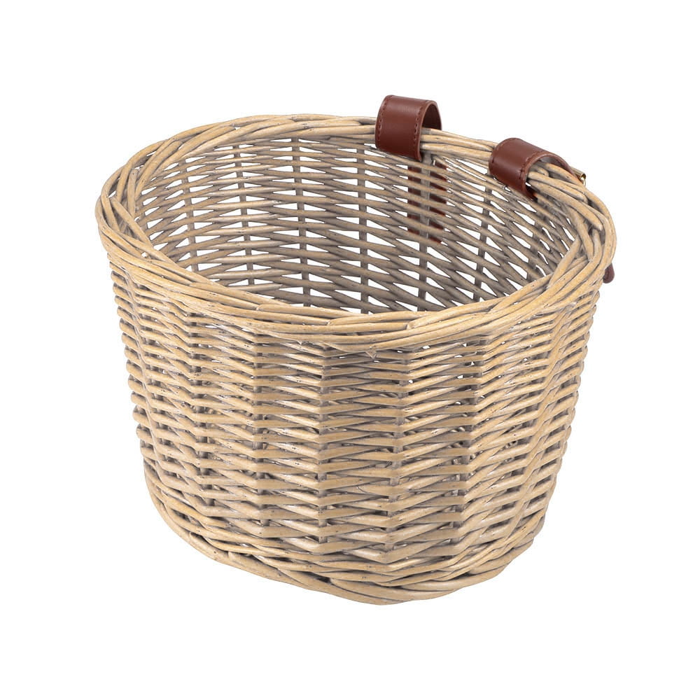 Suitable for Boys and Girls Wicker D-Shaped Hand-Woven Bicycle Basket Kids Wicker Bicycle Basket Front Handlebar Wicker Bike Basket for Kids Adults 