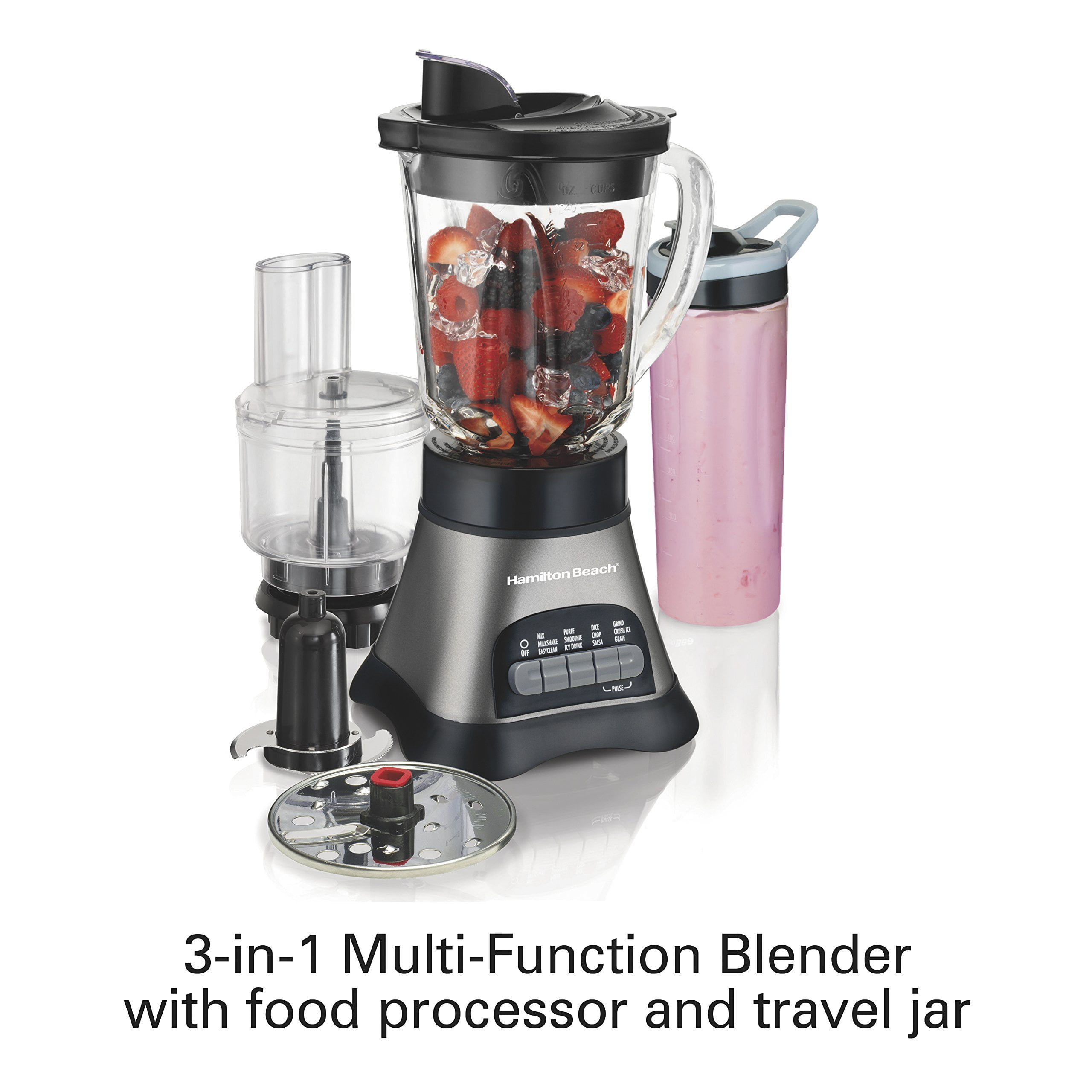 Hamilton Beach Wave Crusher Blender for Shakes and Smoothies, Puree, Crush  Ice, With 40oz Glass Jar and 20oz Blend-In Portable Travel Jar, 6