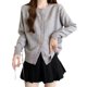 thumbnail image 5 of Suéter tipo cárdigan rosa con botones de amor dulce y suave para mujer, chaqueta de punto corta holgada de estilo coreano para primavera, 5 of 5