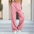 thumbnail image 2 of HomeDM Wide Leg Sweatpants for Women Baggy Casual Athletic Jogger Pink Lounge Pants for Running Workout Size 2XL, 2 of 7