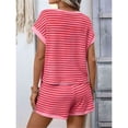 thumbnail image 4 of Conjuntos de Verano 2 Piezas para Mujer, Camiseta Corta A Rayas y Pantalones Cortos, Conjunto Ropa Estar por Casa Juego Rosa L, 4 of 5