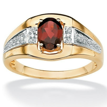 Palm Beach Jewelry 18k Gold/Silver Men's Garnet and Diamond Accent Ring