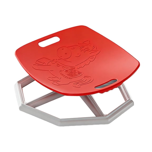 Silla giratoria infantil para entrenamiento del equilibrio, asiento giratorio sensorial, base antideslizante, construcción ligera y resistente de metal PP, adecuada para niños en Rojo