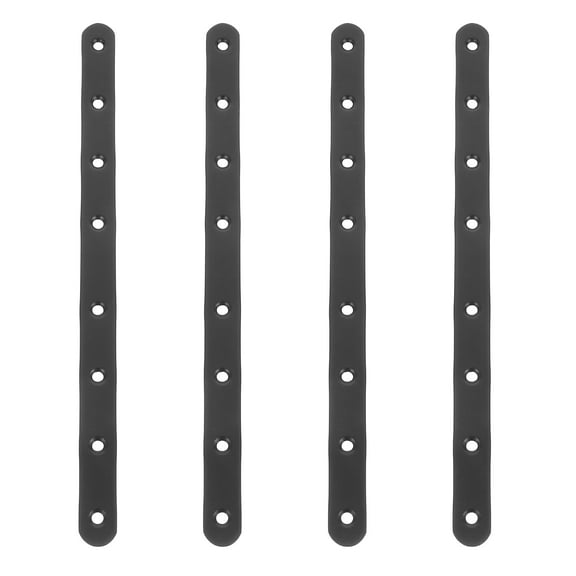 FONDOTIN 4Pcs Black Metal Straight Brace Brackets Flat Mending Plate for Wooden Fences and Bookshelves