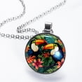 thumbnail image 2 of Toucan Women's Circular Glass Pendant Necklace Jewelry, 2 of 5