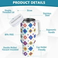 thumbnail image 2 of Yayeee 40oz Stainless Steel Tumbler with Straw and Handle Double-Wall Insulated Travel Water Bottle, Purple Retro Shapes, 2 of 8