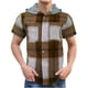 thumbnail image 1 of Camisas de Manga Larga para los Hombres con Capucha Botón Cuadrado Blusa Casual, Hombre de Manga Corta Botón Abajo Camisas, 1 of 5