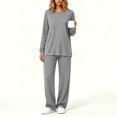 thumbnail image 6 of Xdegoge Womens Casual Two Piece Outfits Crewneck Long Sleeve Tunic Top and Wide Leg Sweatpants Set with Pockets Comfy Relaxed Fit Fall Loungewear Sweatsuits, 6 of 6
